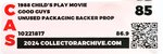 CHILD'S PLAY (1988) - UNUSED PACKAGING BACKER CARD MOVIE PROP CAS 85.