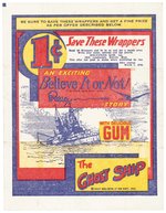 1937 WOLVERINE GUM RIPLEY'S BELIEVE IT OR NOT CARD WRAPPER.