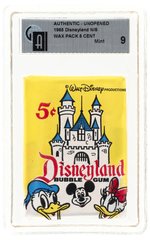 1965 DONRUSS DISNEYLAND HIGH GRADE GUM CARD WAX PACK (GAI 9 MINT) AND CARD SET (PUZZLE BACK VARIETY).