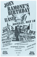 JOEY RAMONE'S BIRTHDAY BASH, JONATHAN RICHMAN, DICTATORS 1998 NEW YORK CONCERT POSTER.