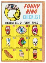 1966 TOPPS FUNNY RINGS (FOOTBALL SERIES INSERT) COMPLETE CARD SET.