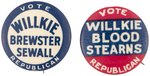 PAIR OF WENDELL WILLKIE COATTAIL BUTTONS.