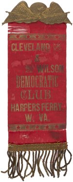 "CLEVELAND & WILSON DEMOCRATIC CLUB" HARPER'S FERRY WV RIBBON BADGE.