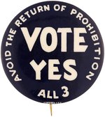 LARGE "AVOID THE RETURN OF PROHIBITION VOTE YES ALL 3" BUTTON.