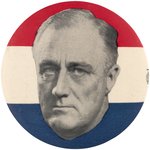 LARGE RED, WHITE, & BLUE ROOSEVELT FLOATING HEAD PORTRAIT BUTTON.