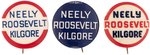 TRIO OF NEELY, ROOSEVELT, AND KILGORE WV COATTAIL BUTTONS.