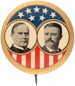 MCKINLEY & ROOSEVELT STARS AND STRIPES JUGATE BUTTON.