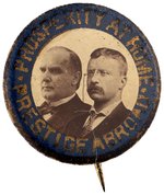 "PROSPERITY AT HOME, PRESTIGE ABROAD" MCKINLEY & ROOSEVELT JUGATE BUTTON.