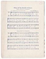 "WHEN ALL THE WORLD'S AT PEACE" 1916 WILSON WWI SHEET MUSIC.