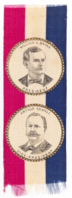 BRYAN AND SEWALL OVER-UNDER 1896 JUGATE RIBBON.