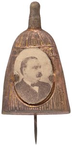 GROVER CLEVELAND PORTRAIT BROOM PIN.