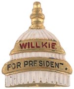 UNUSUAL ENAMEL "WILLKIE FOR PRESIDENT" U.S. CAPITOL PIN HAKE #198.