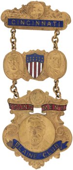 TAFT: "YOUNG MEN'S BLAINE CLUB" CINCINNATI BADGE.