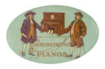 "BENJ. FRANKLIN" & "WM. PENN" ENDORSED "CUNNINGHAM PIANOS" MIRROR.