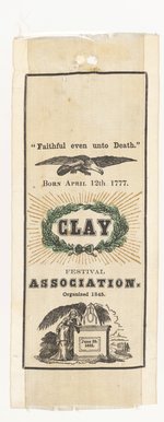 HENRY CLAY 1852 COLOR ACCENTED MEMORIAL RIBBON.