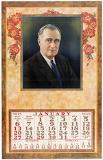 ROOSEVELT 1935 ATTRACTIVE FLORAL MOTIF CALENDAR POSTER.