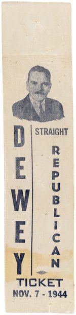 DEWEY STRAIGHT REPUBLICAN TICKET NOV. 7, 1944 PORTRAIT RIBBON.