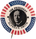 COLORFUL STARS & STRIPES ALFRED E. SMITH FOR PRESIDENT BUTTON HAKE #9.