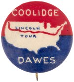 COOLIDGE AND DAWES "LINCOLN TOUR" BUTTON HAKE #53.