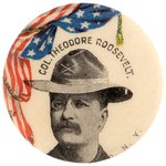 "COL. THEODORE ROOSEVELT" ROUGHT RIDER PORTRAIT BUTTON.