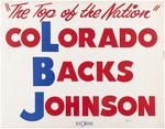 "COLORADO BACKS JOHNSON" STRIKING 1964 CONVENTION CARDBOARD POSTER.