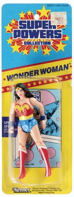 SUPER POWERS COLLECTION (1986) - WONDER WOMAN ACTION FIGURE ON CANADIAN 8 BACK SMALL CARD.