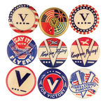 COLLECTION OF NINE "V" FOR VICTORY BUTTONS.