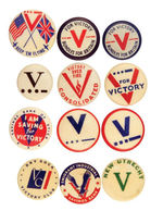 COLLECTION OF TWELVE "V" FOR VICTORY BUTTONS.