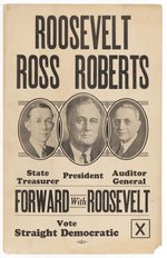 ROOSEVELT, ROSS & ROBERTS PENNSYLVANIA TRIGATE COATTAIL POSTER.