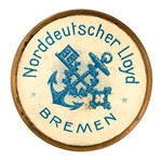 EARLY GERMAN BADGE FOR STEAMSHIP "NORDDEUTSCHER LLOYD/BREMEN" FROM HAKE COLLECTION & CPB.