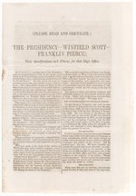 WINFIELD SCOTT ANTI-FRANKLIN PIERCE 1852 CAMPAIGN CIRCULAR.