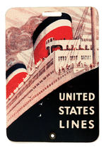 GRAPHIC "UNITED STATES LINES" LARGE CELLO BAGGAGE TAG.