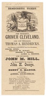 CLEVELAND & HENDRICKS 1884 NEW HAMPSHIRE COATTAIL BALLOT.