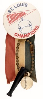 1946 ST. LOUIS CARDINALS "NL CHAMPIONS" BUTTON WITH ATTACHMENTS.