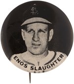 1940s/50s ENOS SLAUGHTER (HOF) PM10 STADIUM BUTTON- 2 INCH SIZE.