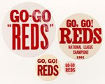 1961 CINCINNATI REDS "GO-GO REDS" LOT OF 4 BUTTONS.