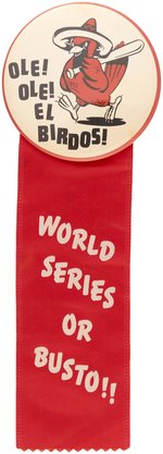 1967 ST. LOUIS CARDINALS "WORLD SERIES OR BUST" ORLANDO CEPDEA (HOF) INSPIRED BUTTON WITH RIBBON.