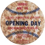 1942 NEGRO AMERICAN LEAGUE RARE OPENING DAY BUTTON - BIRMINGHAM BLACK BARONS VS JACKSONVILLE RED CAPS.