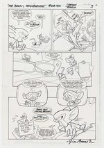 ANIMANIACS #37 PINKY AND THE BRAIN ORIGINAL ART PAGE BY WALTER CARZON.