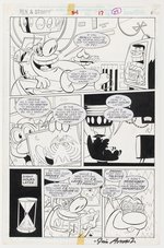 REN & STIMPY #34 ORIGINAL ART PAGE BY DARREN AUCK & JIM AMASH.