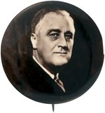 FRANKLIN ROOSEVELT LARGE DEEP SEPIA REAL PHOTO BUTTON WITHOUT DOT SCREEN.