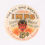 CLASSIC AND GRAPHIC "LITTLE IMPS" EARLY BREATH PRODUCT CONTAINER.