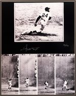 WILLIE MAYS (HOF) SIGNED LARGE & IMPRESSIVE 1954 WORLD SERIES "THE CATCH" DISPLAY.