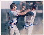 PETE ROSE & BUD HARRELSON SIGNED FIGHT PHOTO.