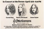 McGOVERN, BARBRA STREISAND, CAROLE KING & JAMES TAYLOR 1972 LOS ANGELES FORUM CONCERT POSTER.