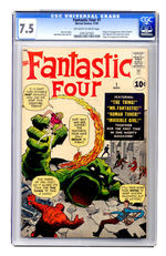 FANTASTIC FOUR #1 NOVEMBER 1961 CGC 7.5 OFF-WHITE TO WHITE PAGES.