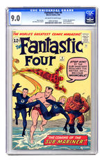 FANTASTIC FOUR #4 MAY 1962 CGC 9.0 OFF-WHITE TO WHITE PAGES.