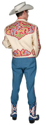 ROY ROGERS FANCY RHINESTONE NUDIE OUTFIT/SIGNED HAT/BOOTS AND MICHAEL BRIGHT ESTATE ITEMS.