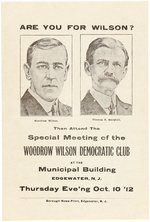 "ARE YOU FOR WILSON?" 1912 NEW JERSEY JUGATE CAMPAIGN FLYER.