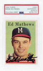 1958 TOPPS #440 EDDIE MATHEWS (HOF) PSA/DNA AUTHENTIC AUTOGRAPH 9.